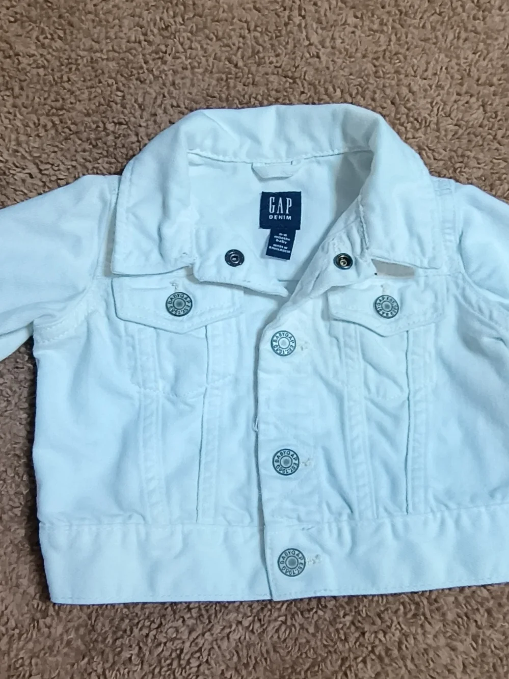 Cotton denim jacket, Baby Gap white jean jacket, toddler size 0/6 months